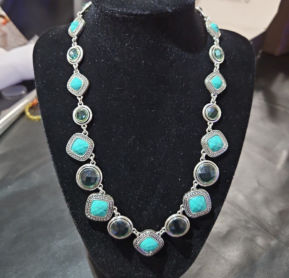 Turquoise and Silver Statement Necklace - Picture 3 of 6